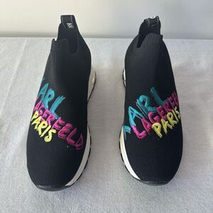 KARL LAGERFELD PARIS Mirren Embroidery Slip-On Sneakers Size 7.5